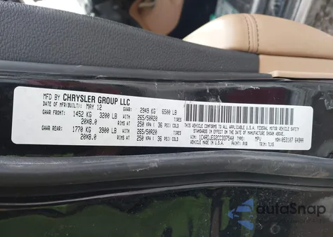 2012 Dodge Durango Citadel z USA, uszkodzony, nr VIN 1C4RDJEG2CC337540